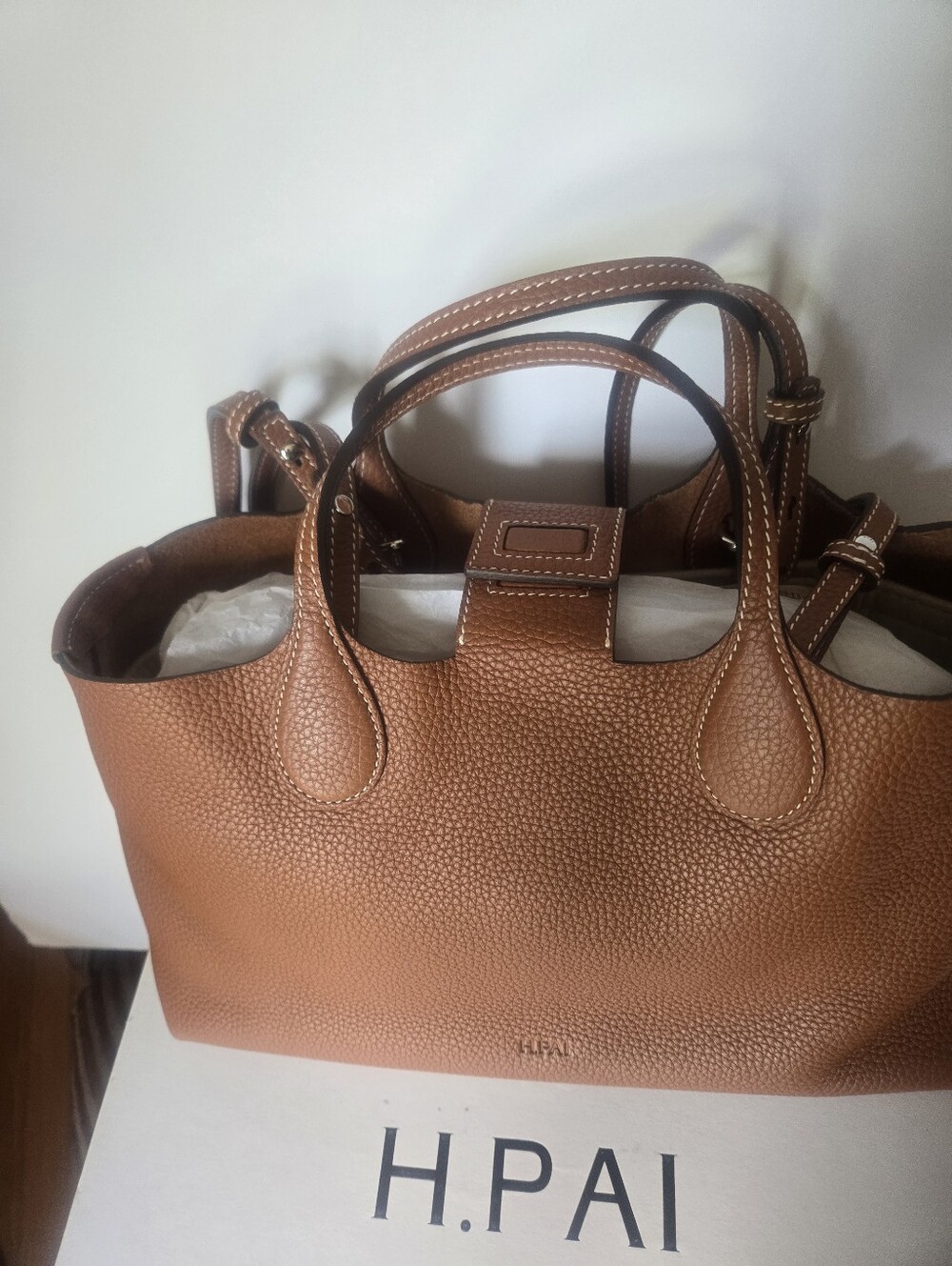 Everyday Pebbled Leather Tote in Cognac Brown - Picture 11 of 13